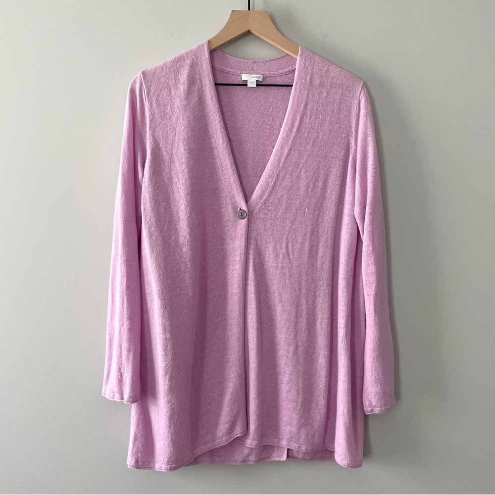 Pure Jill Linen Blend Cardigan with Draped Back Small